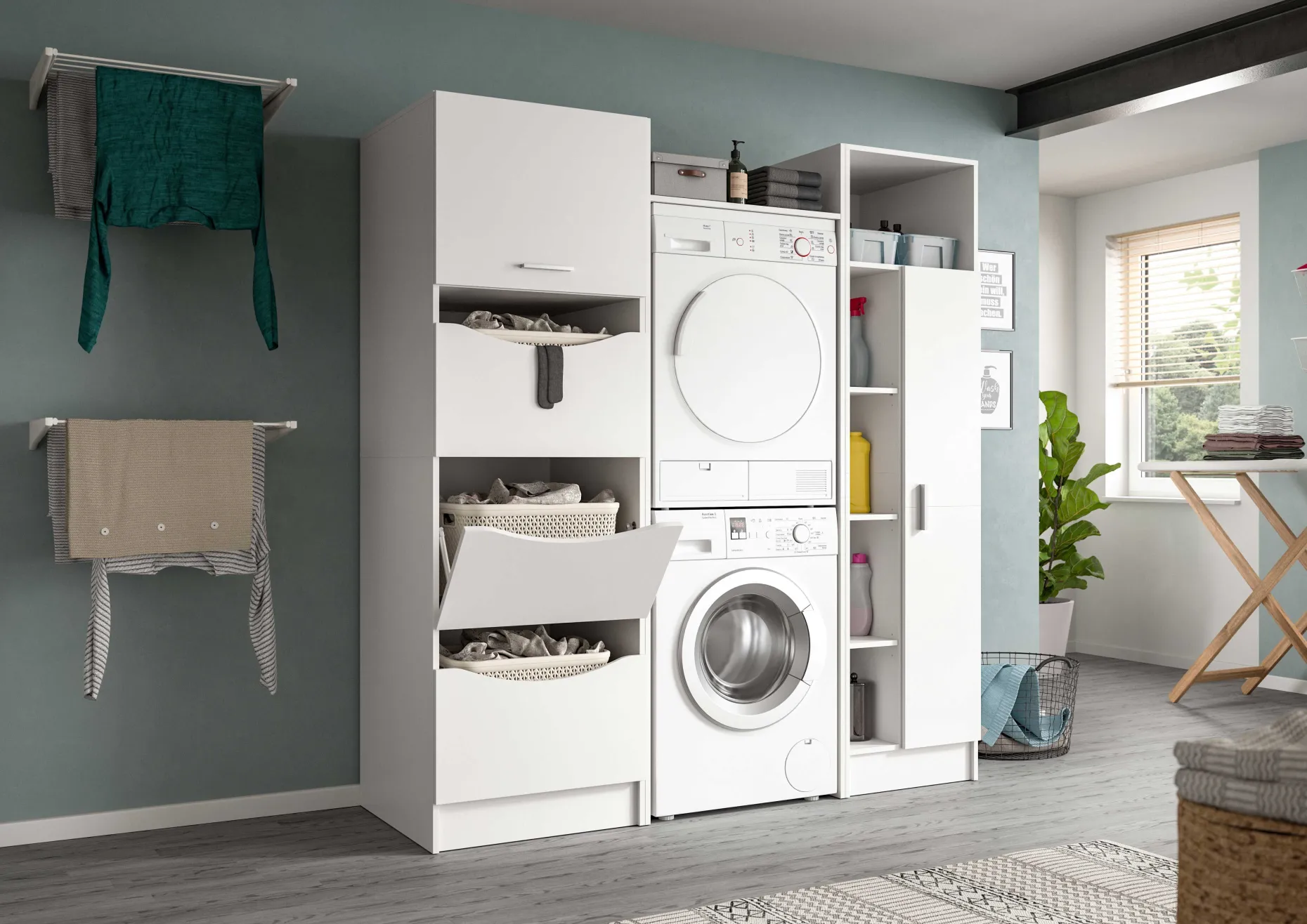 Waschmaschinenschrank Free Xonox Weiß - 66x195x62 cm