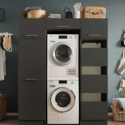 Waschmaschinenschrank-Kombination Laundreezy | 168 x 68 x 200 cm | Anthrazit