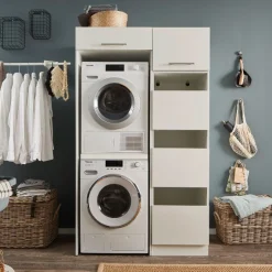 Waschmaschinenschrankkombination Laundreezy | 118 x 68 x 200 cm | Weiß