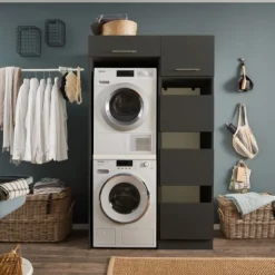 Waschmaschinenschrank-Kombination Laundreezy | 118 x 68 x 200 cm | Anthrazit