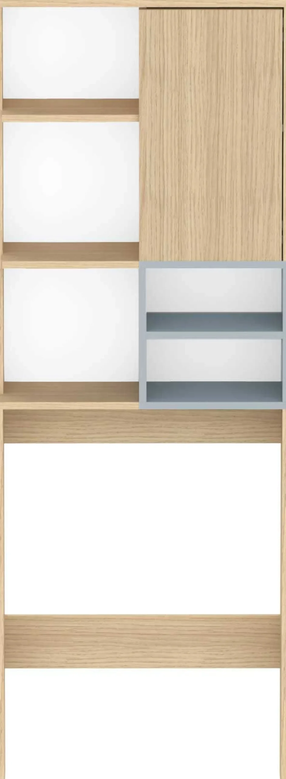 Waschmaschinenschrank Kuba 4 Einlegeböden, 1 Drehtür - Eiche hell/celadongrau