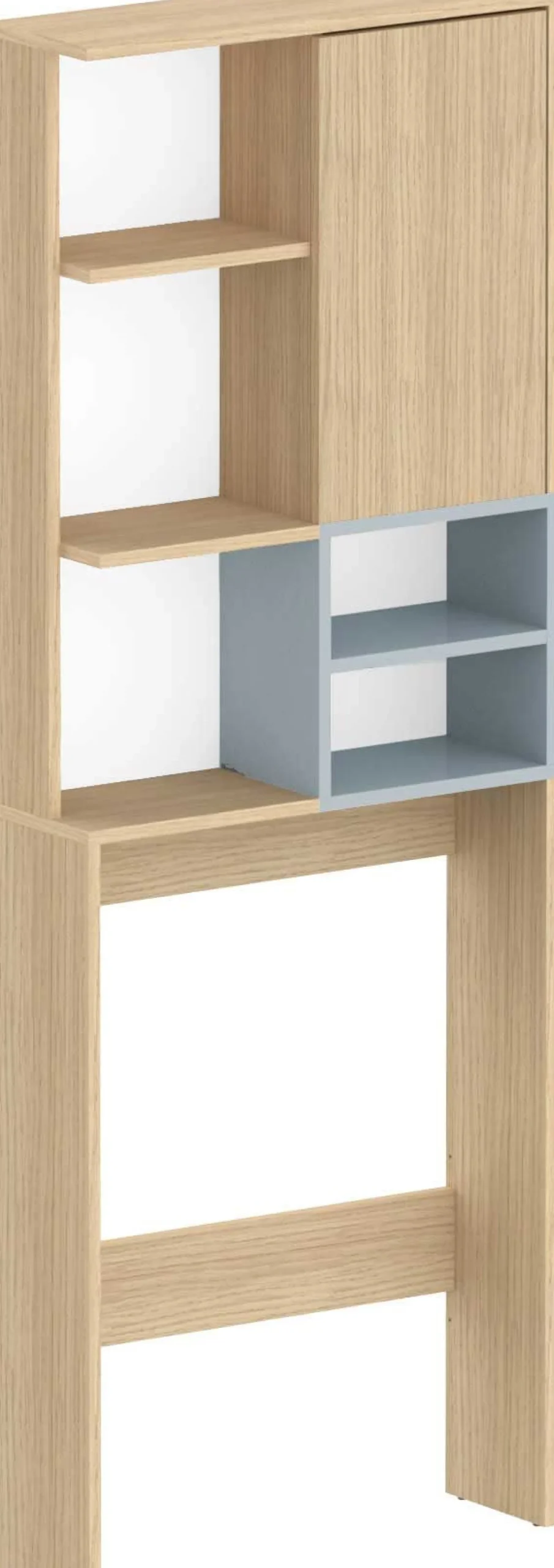 Waschmaschinenschrank Kuba 4 Einlegeböden, 1 Drehtür - Eiche hell/celadongrau