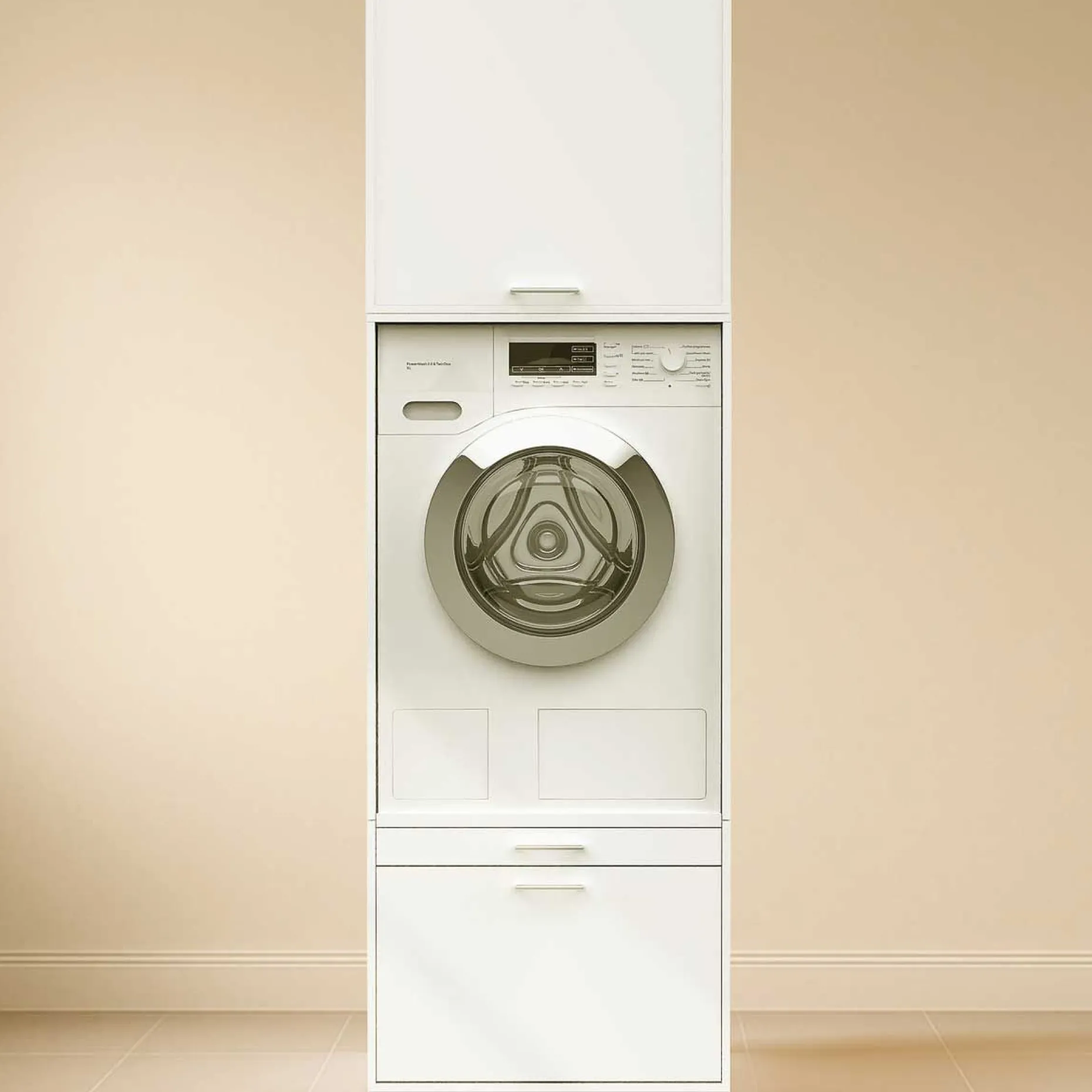 Waschmaschinenschrank Linea - 66x67x200cm - 1 Tür und 1 Schublade - weiß