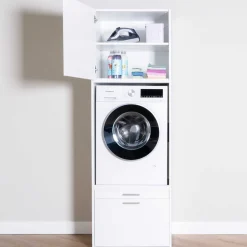 Waschmaschinenschrank Linea - 66x67x200cm - 1 Tür und 1 Schublade - weiß