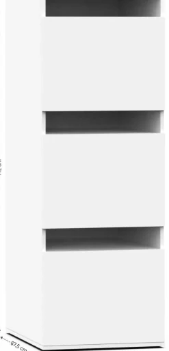 Waschmaschinenschrank Linea - 50x67x142cm - 3 Türen - weiß
