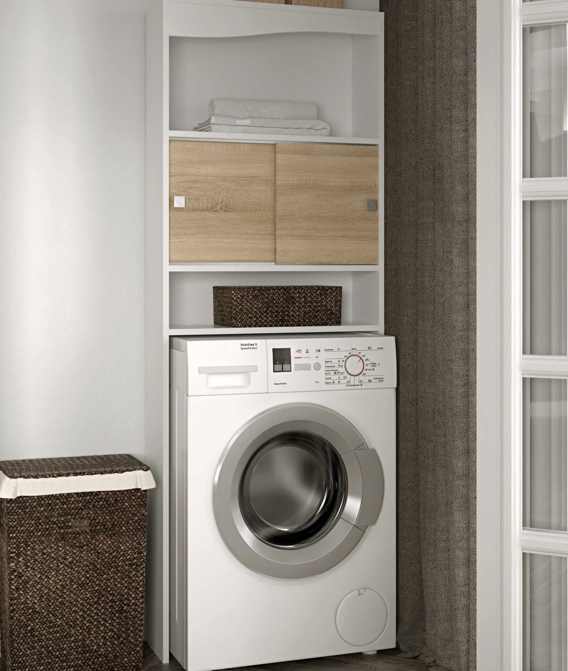 Waschmaschine/Toilettenschrank Splash - weiß/Eiche