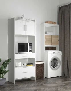 Waschmaschine/Toilettenschrank Splash - weiß/Eiche