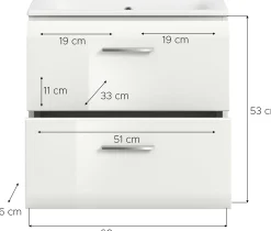 Waschtisch Ice von Xonox – Hochglanz Weiß – 60x55x46 cm