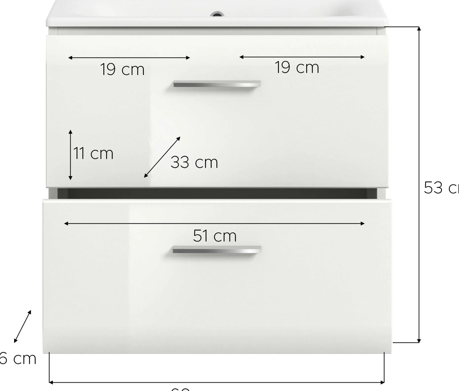 Waschtisch Ice von Xonox – Hochglanz Weiß – 60x55x46 cm