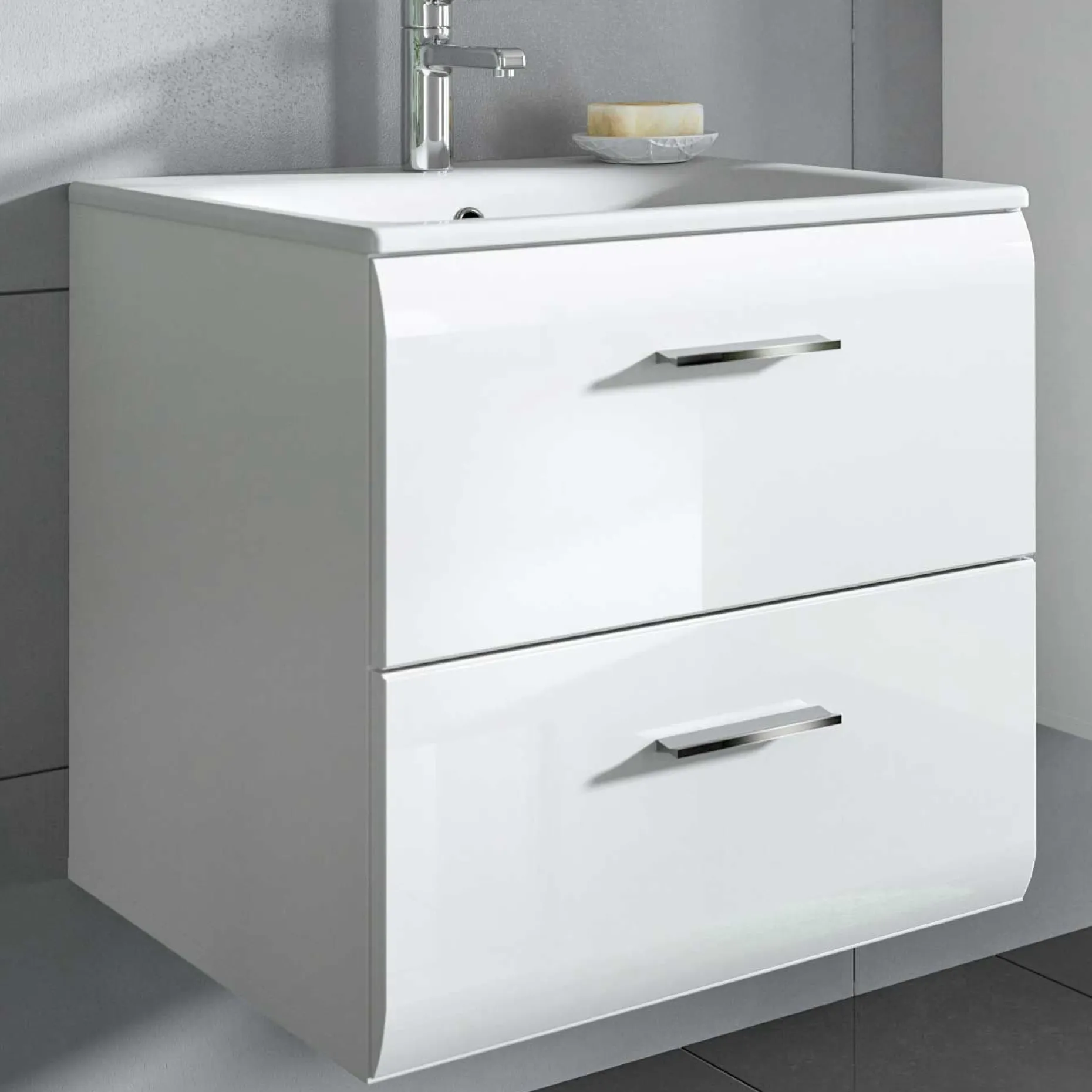 Waschtisch Ice von Xonox – Hochglanz Weiß – 60x55x46 cm