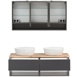 Waschtisch-Set Kaprun | Waschtischschrank, Spiegelschrank | Graphitgrau