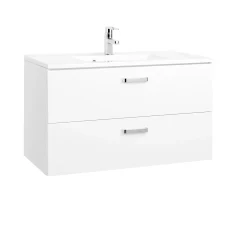 Waschtischunterschrank Bobbi 80cm 2 Schubladen - weiß