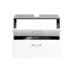 Waschtischunterschrank Bobbi 70cm 1 Tür und 1 Schublade - graphit/hochglanz-weiß