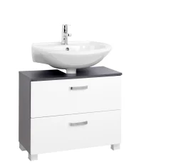 Waschtischunterschrank Bobbi 70cm 1 Tür und 1 Schublade - graphit/hochglanz-weiß