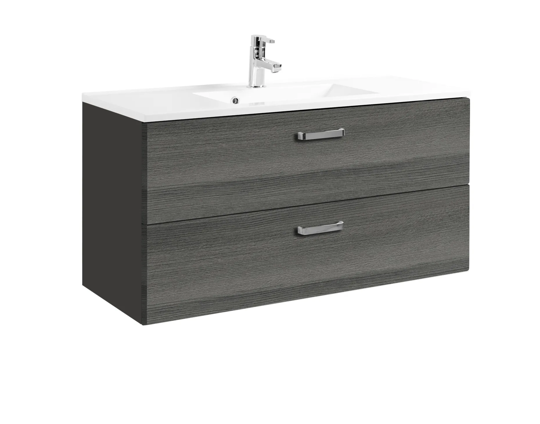 Waschtischunterschrank Bobbi 100cm 2 Schubladen - graphit/quecksilber