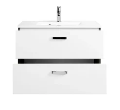 Waschtischunterschrank Bobbi 80cm 2 Schubladen - graphit/hochglanz-weiß