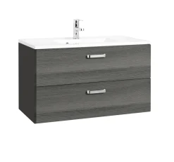 Waschtischunterschrank Bobbi 80cm 2 Schubladen - graphit/quecksilber