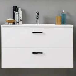 Waschtischunterschrank Bobbi 90cm 2 Schubladen - weiß