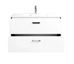 Waschtischunterschrank Bobbi 90cm 2 Schubladen - graphit/hochglanz-weiß