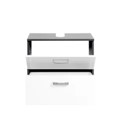 Waschtischunterschrank Bobbi 60cm 1 Tür und 1 Schublade - graphit/hochglanz-weiß