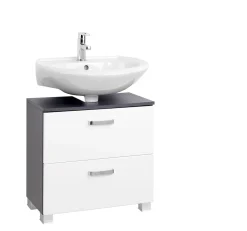 Waschtischunterschrank Bobbi 60cm 1 Tür und 1 Softclose-Schublade - graphit/hochglanz-weiß