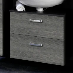 Waschtischunterschrank Bobbi 60cm 1 Tür und 1 Softclose-Schublade - graphit/graue Eiche