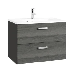 Waschtischunterschrank Bobbi 70cm 2 Schubladen - graphit/quecksilber