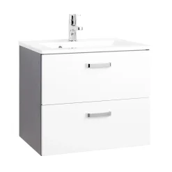 Waschtischunterschrank Bobbi 60cm 2 Schubladen - graphit/hochglanz-weiß