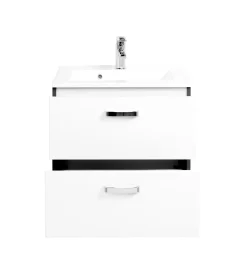 Waschtischunterschrank Bobbi 60cm 2 Schubladen - graphit/hochglanz-weiß
