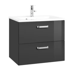 Waschtischunterschrank Bobbi 60cm 2 Schubladen - graphit/hochglanz-grau