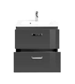Waschtischunterschrank Bobbi 60cm 2 Schubladen - graphit/hochglanz-grau