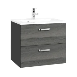 Waschtischunterschrank Bobbi 60cm 2 Schubladen - graphit/quecksilber