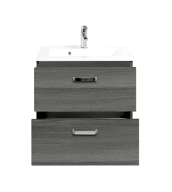 Waschtischunterschrank Bobbi 60cm 2 Schubladen - graphit/quecksilber