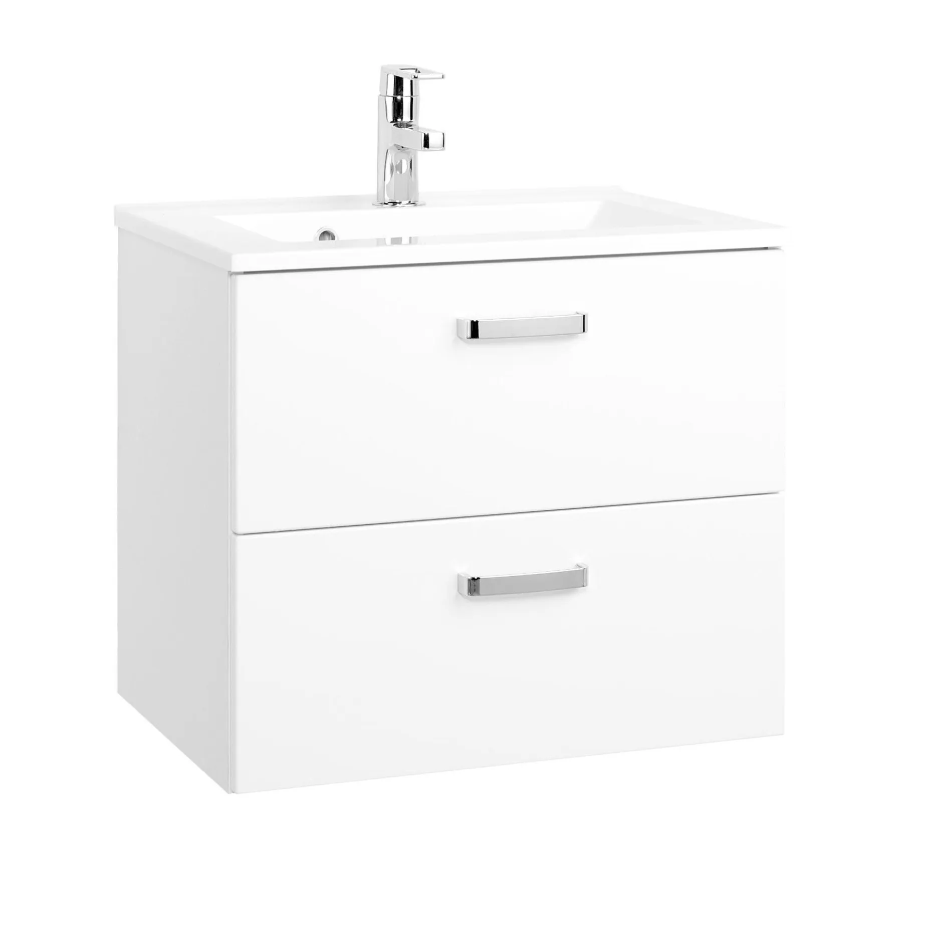 Waschtischunterschrank Bobbi 70cm 2 Schubladen - weiß