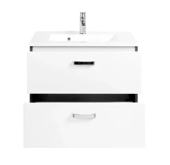 Waschtischunterschrank Bobbi 70cm 2 Schubladen - graphit/hochglanz-weiß