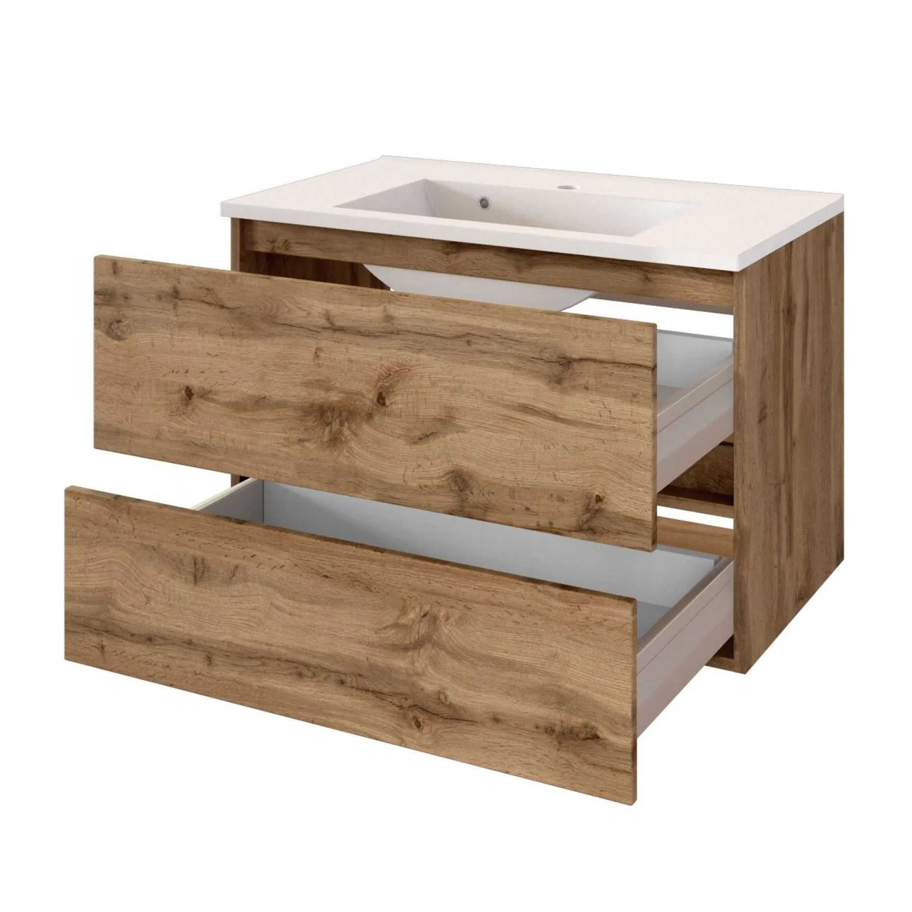 Waschtischunterschrank Brama 80cm 2 Schubladen - wotan eiche