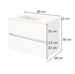 Waschtischunterschrank Brama 80cm 2 Schubladen - wotan eiche