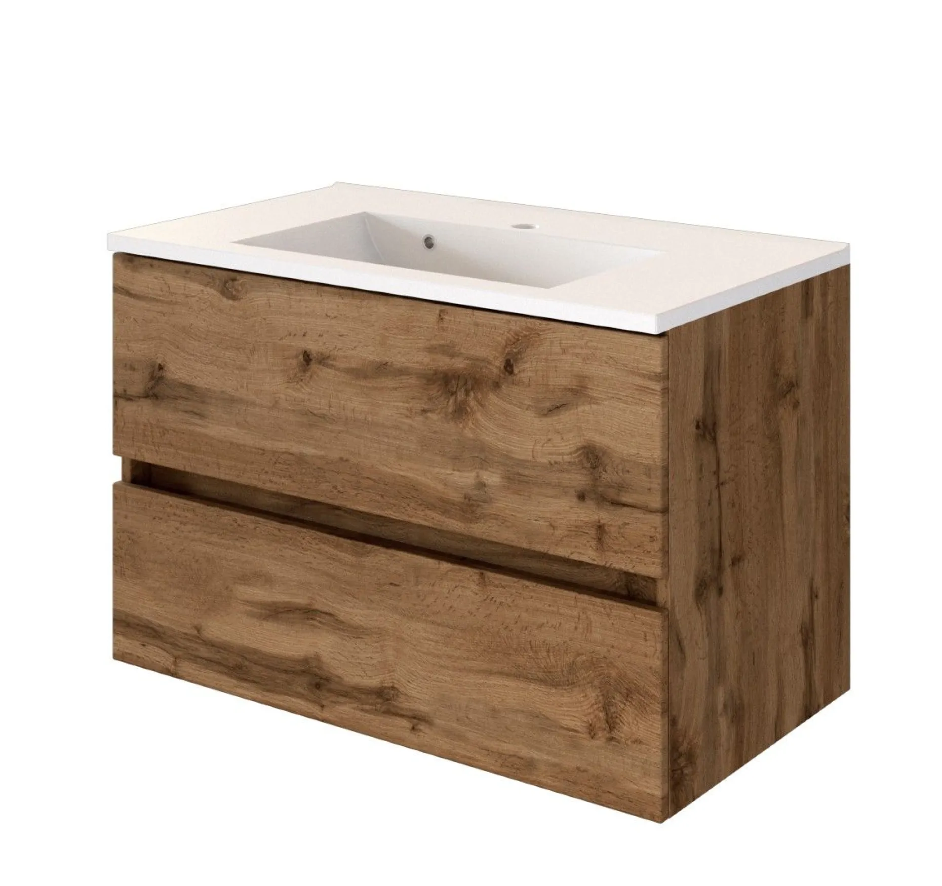 Waschtischunterschrank Brama 80cm 2 Schubladen - wotan eiche
