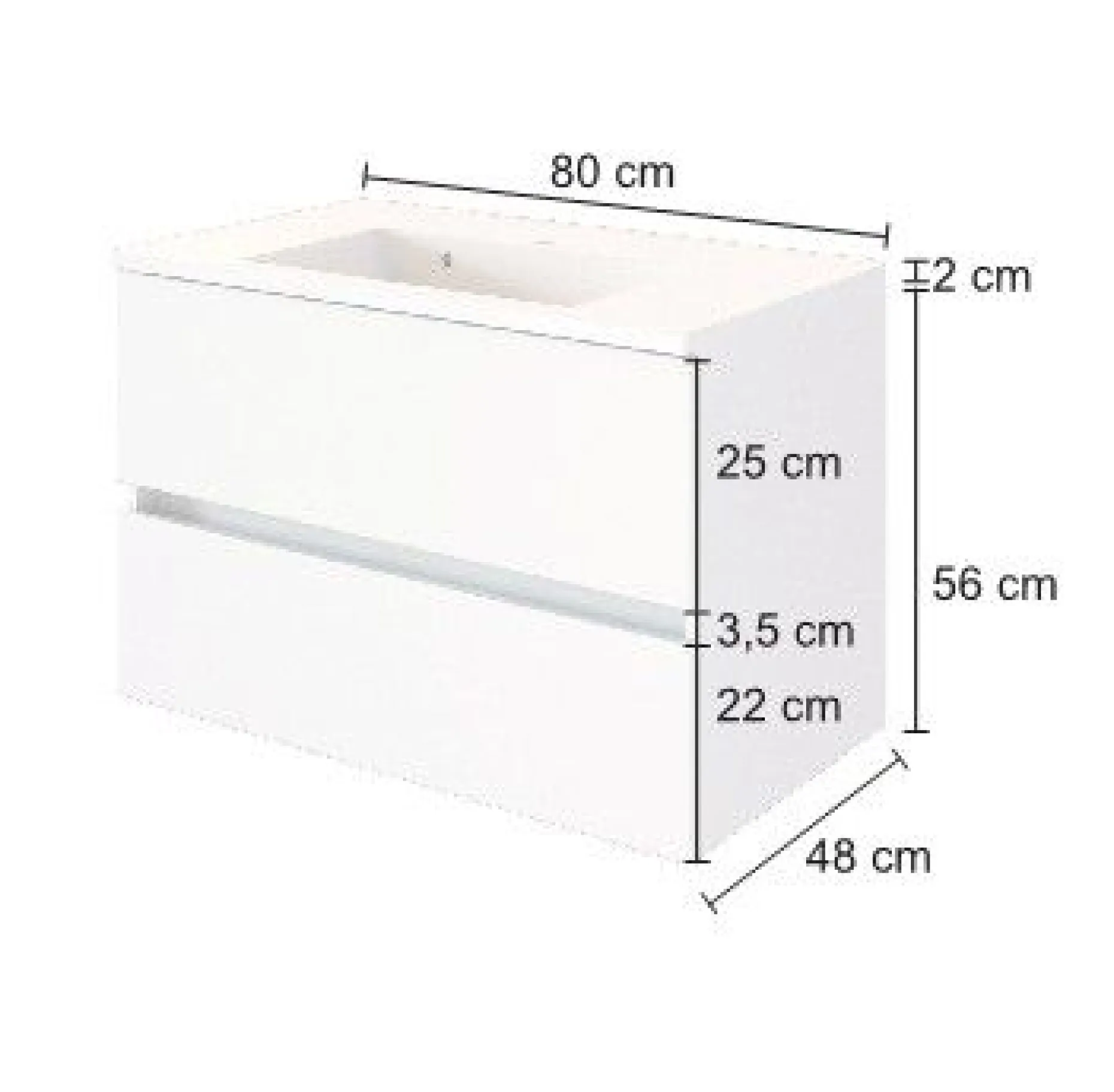 Waschtischunterschrank Brama 80cm 2 Schubladen - weiß