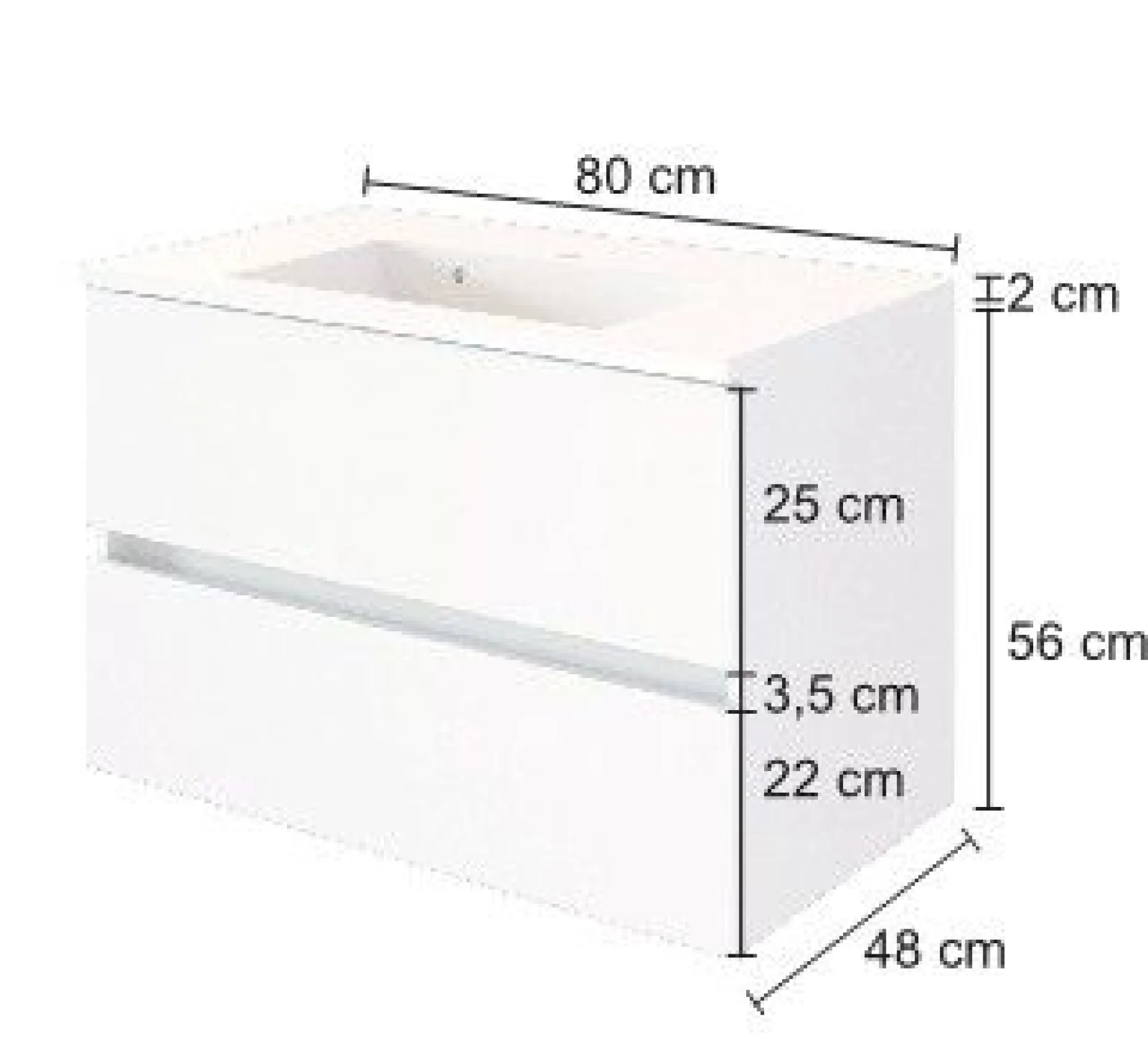 Waschtischunterschrank Brama 80cm 2 Schubladen - graphit/mattgrau