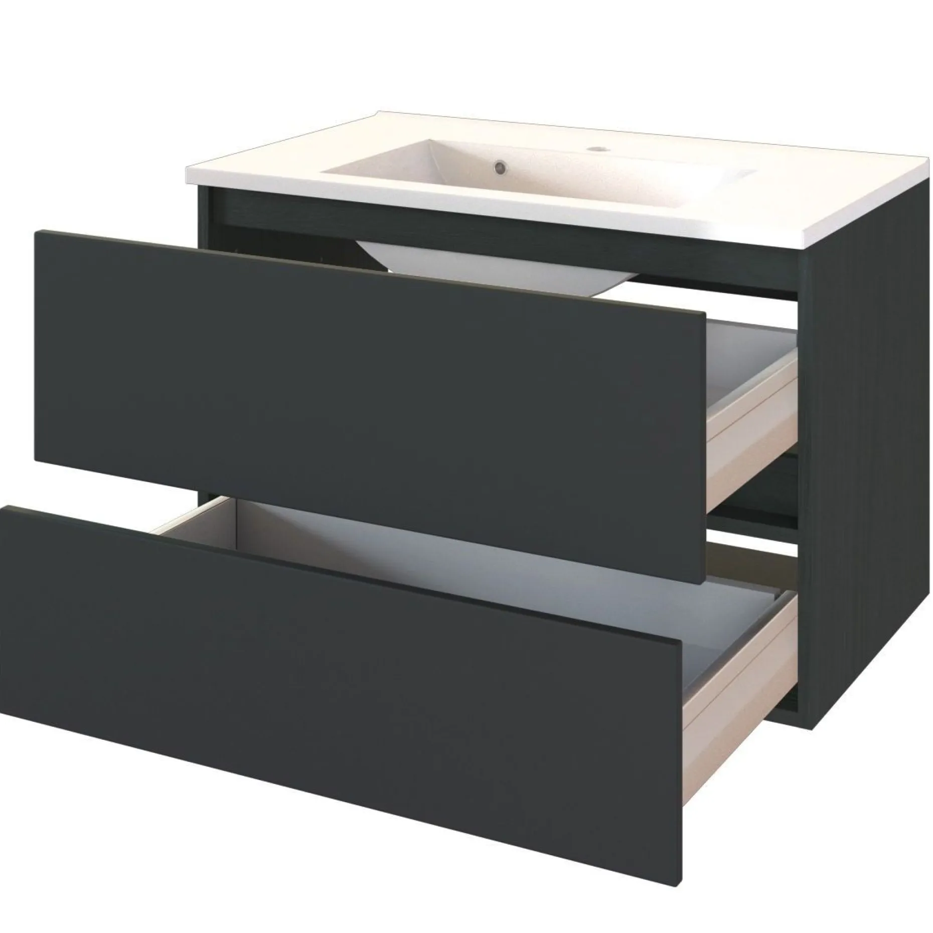 Waschtischunterschrank Brama 80cm 2 Schubladen - graphit/mattgrau