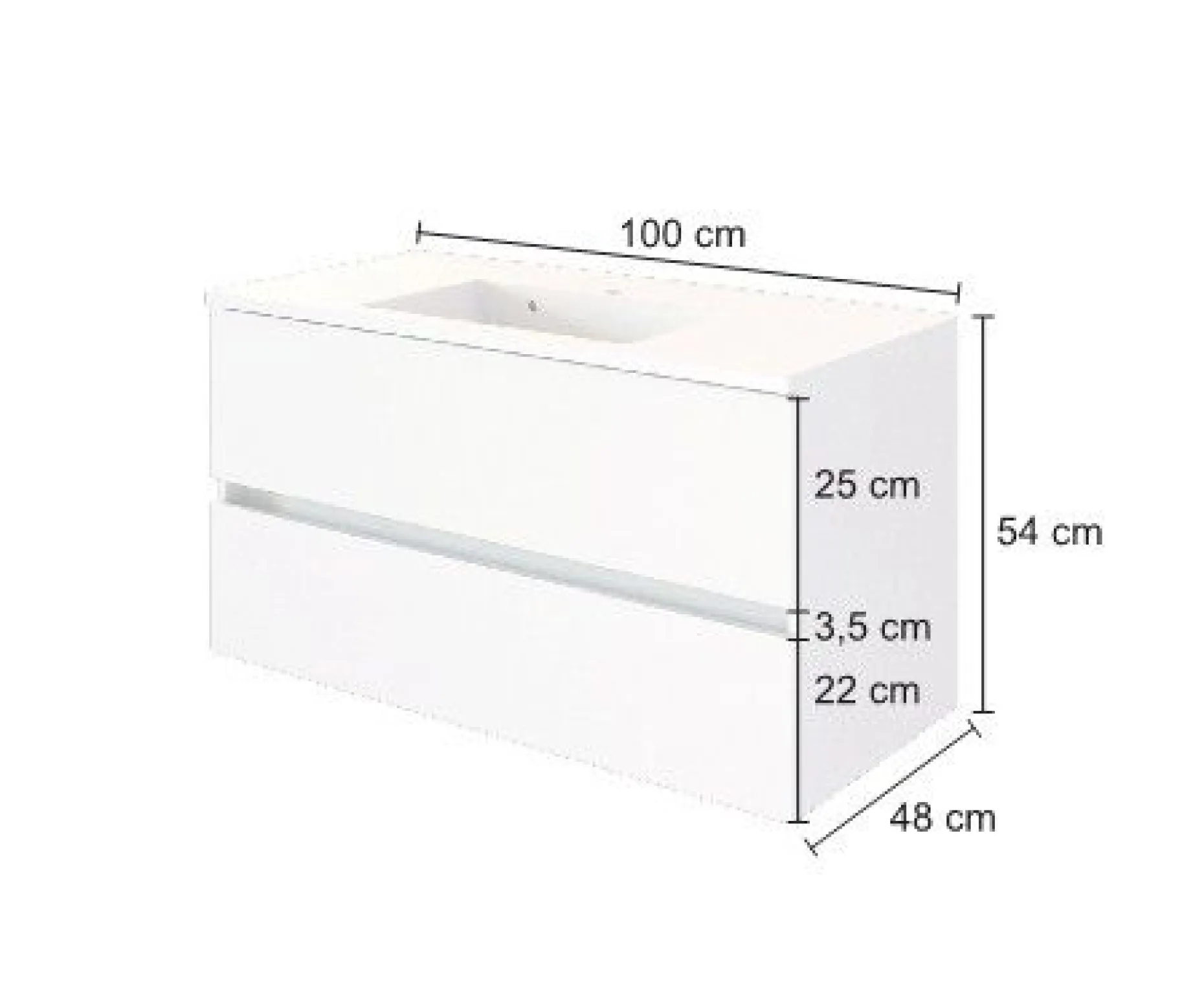 Waschtischunterschrank Brama 100cm 2 Schubladen - graphit/mattgrau