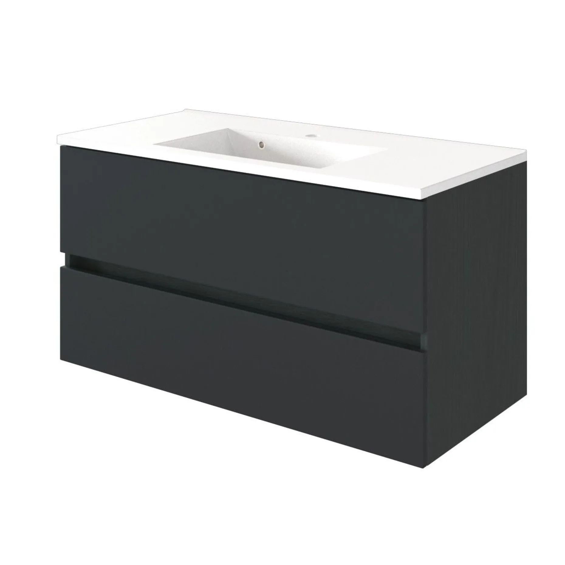 Waschtischunterschrank Brama 100cm 2 Schubladen - graphit/mattgrau