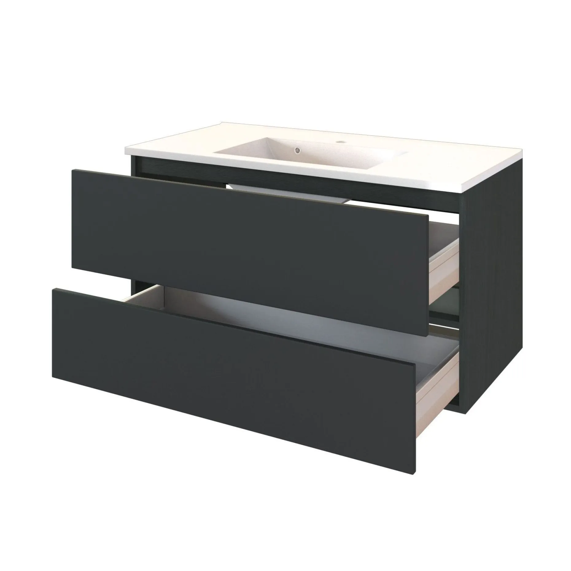 Waschtischunterschrank Brama 100cm 2 Schubladen - graphit/mattgrau