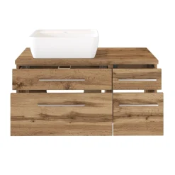 Waschtischunterschrank Dasa (links) 90cm mit 4 Schubladen - wotan eiche