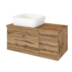 Waschtischunterschrank Dasa (links) 90cm mit 4 Schubladen - wotan eiche