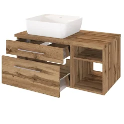Waschtischunterschrank Dasa (links) 90cm mit 2 Schubladen - wotan eiche