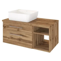 Waschtischunterschrank Dasa (links) 90cm mit 2 Schubladen - wotan eiche