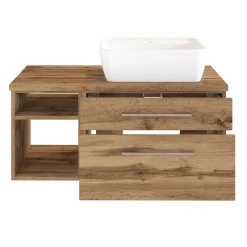 Waschtischunterschrank Dasa (rechts) 90cm mit 2 Schubladen - wotan eiche