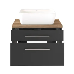 Waschtischunterschrank Dasa 60cm 2 Schubladen - graphit/mattegrau